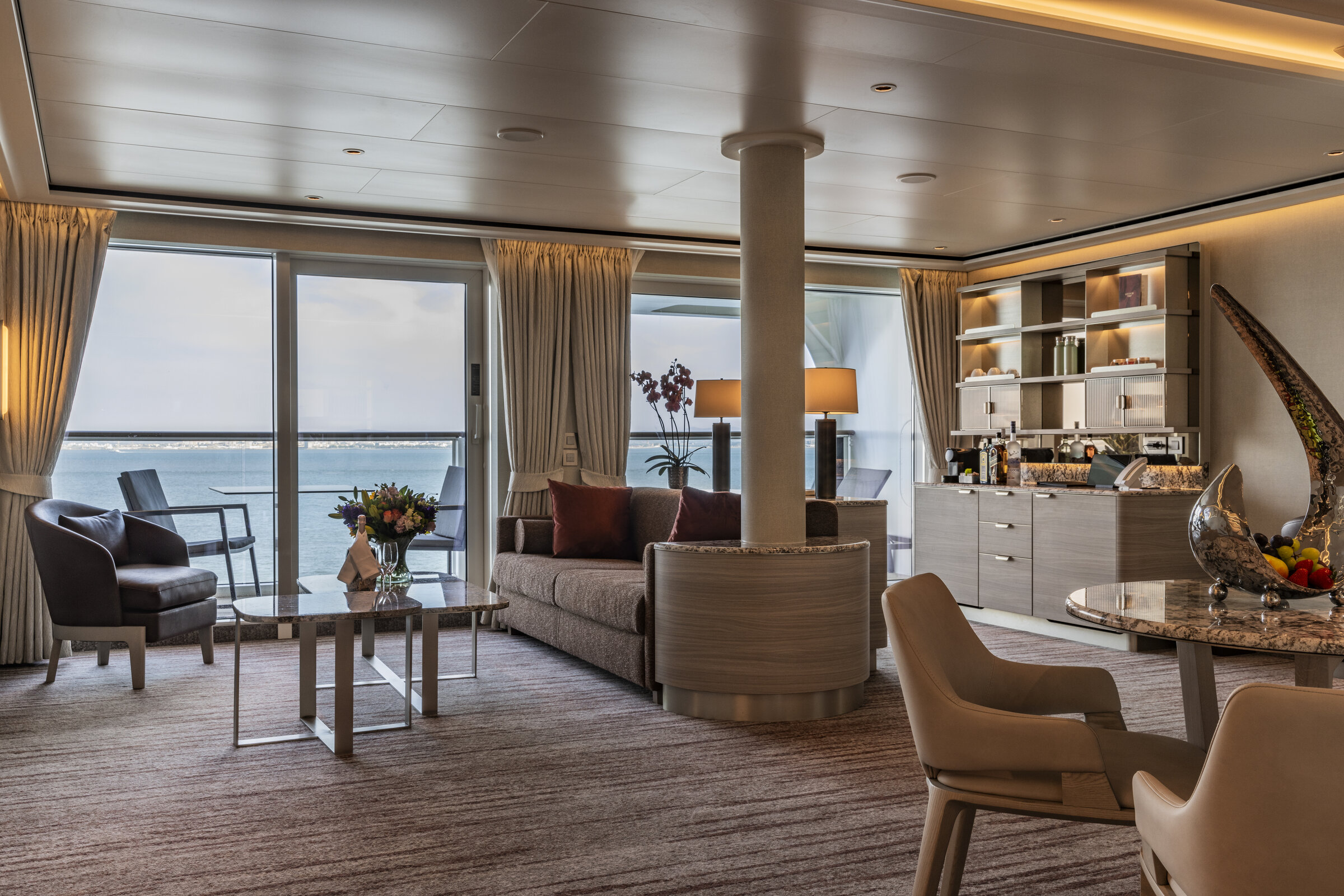 Grand Suite Interior - Living Room with Balcony View